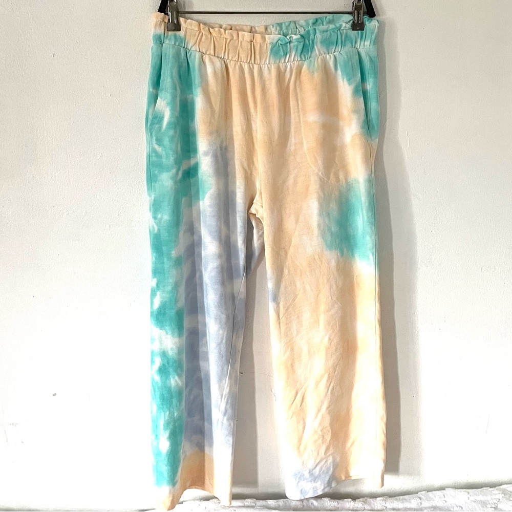 Soft Sorroundings multicolor Tie Dye cotton high rise cropped beach pants